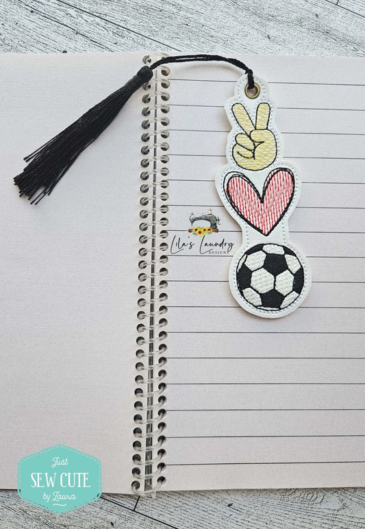 Peace Love Soccer Bookmark - Digital Embroidery Design