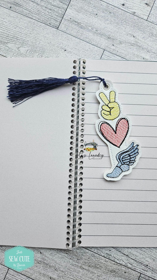 Peace Love Track Bookmark - Digital Embroidery Design