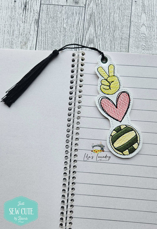 Peace Love Water Polo Bookmark - Digital Embroidery Design