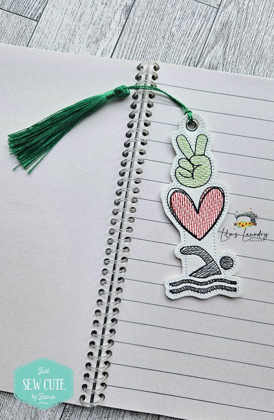 Peace Love Swim Bookmark - Digital Embroidery Design