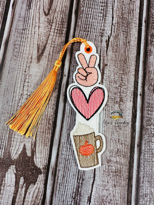 Peace Love Pumpkin Spice Bookmark - Digital Embroidery Design