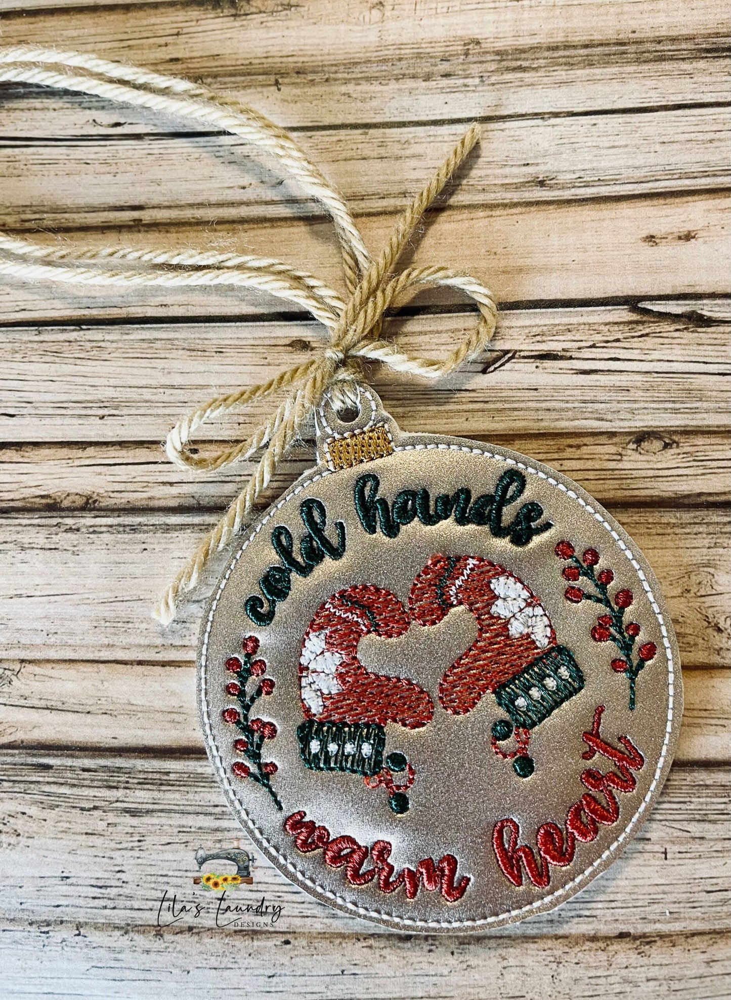 Cold Hands Warm Heart Ornament - Digital File - Embroidery Design