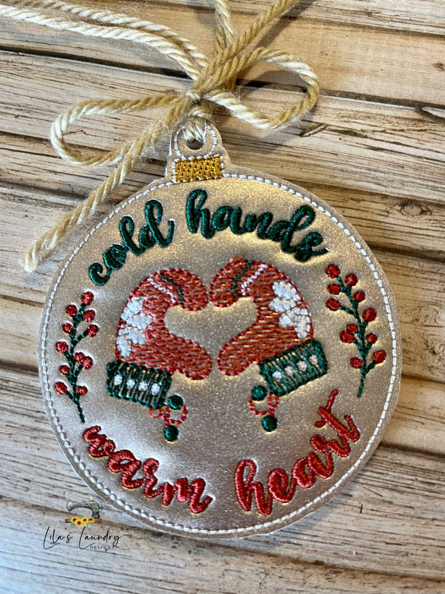 Cold Hands Warm Heart Ornament - Digital File - Embroidery Design