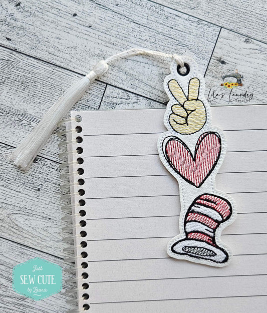 Peace Love Seuss Hat Bookmark - Digital Embroidery Design