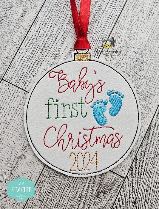 Baby's First Christmas 2024 Ornament - Digital File - Embroidery Design