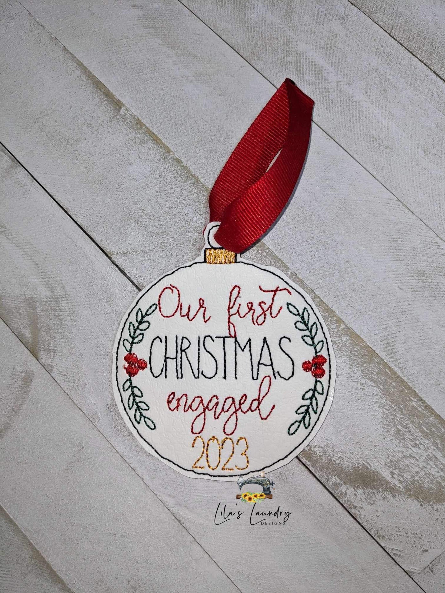 First Christmas Engaged 2023 Ornament - Digital File - Embroidery Design