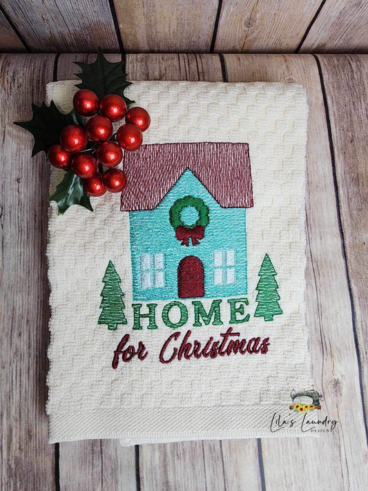 Home for Christmas Sketch - 4 sizes- Digital Embroidery Design