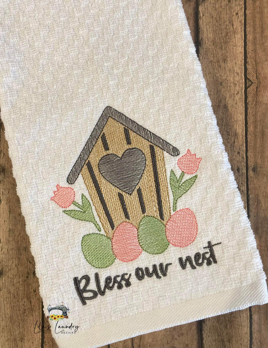 Bless Our Nest Sketch 2024 - 4 Sizes - Digital Embroidery Design
