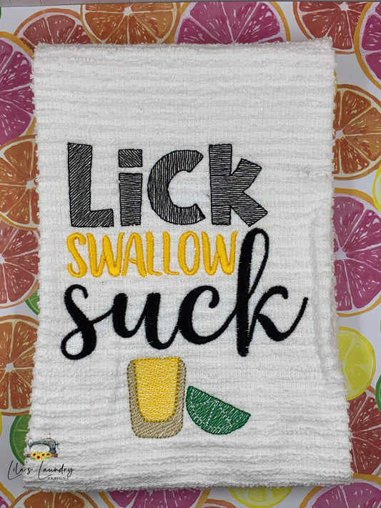 Lick Swallow Suck - 4 Sizes - Digital Embroidery Design