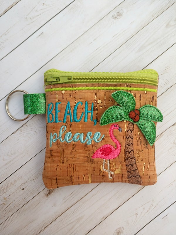 3D Beach, Please Zipper Bag 4x4, 5x7 and 6x10 - Digital Embroidery Design