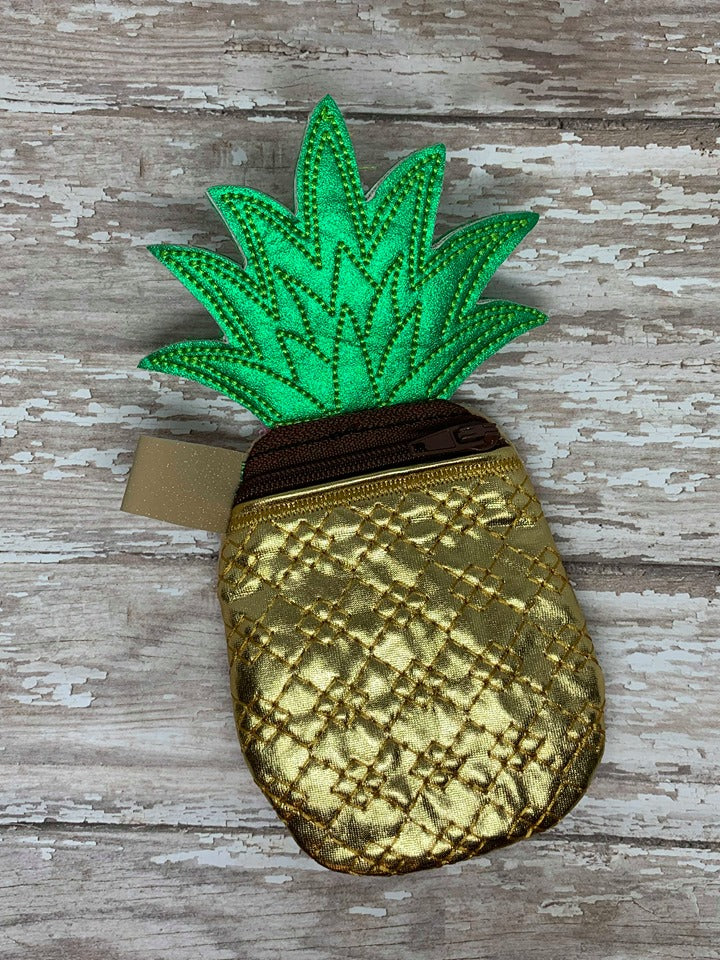 3D Pineapple Zipper Bag - 4 sizes - Digital Embroidery Design