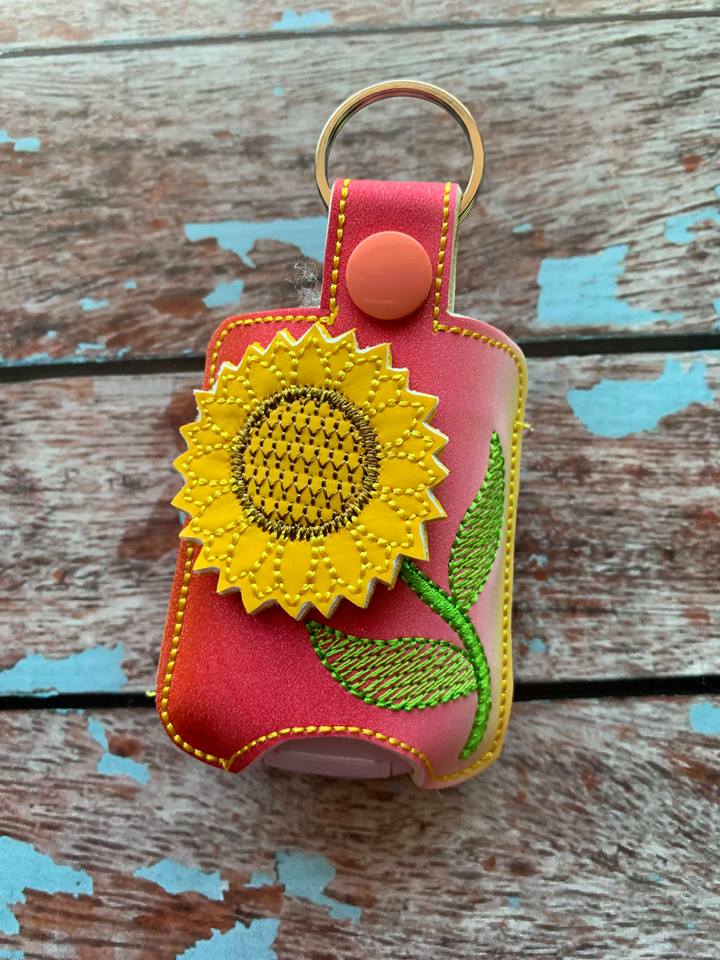 3D Sunflower Sanitizer Holders 4x4 and 5x7 included- Embroidery Design - DIGITAL Embroidery DESIGN