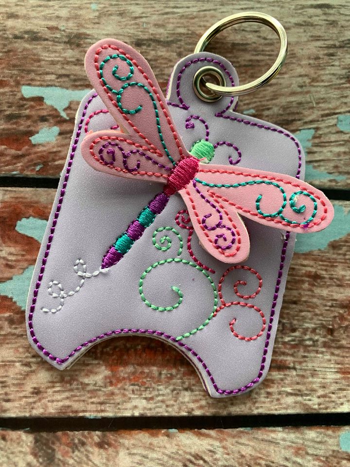 3D Dragonfly Sanitizer Holders 4x4 and 5x7 included- Embroidery Design - DIGITAL Embroidery DESIGN