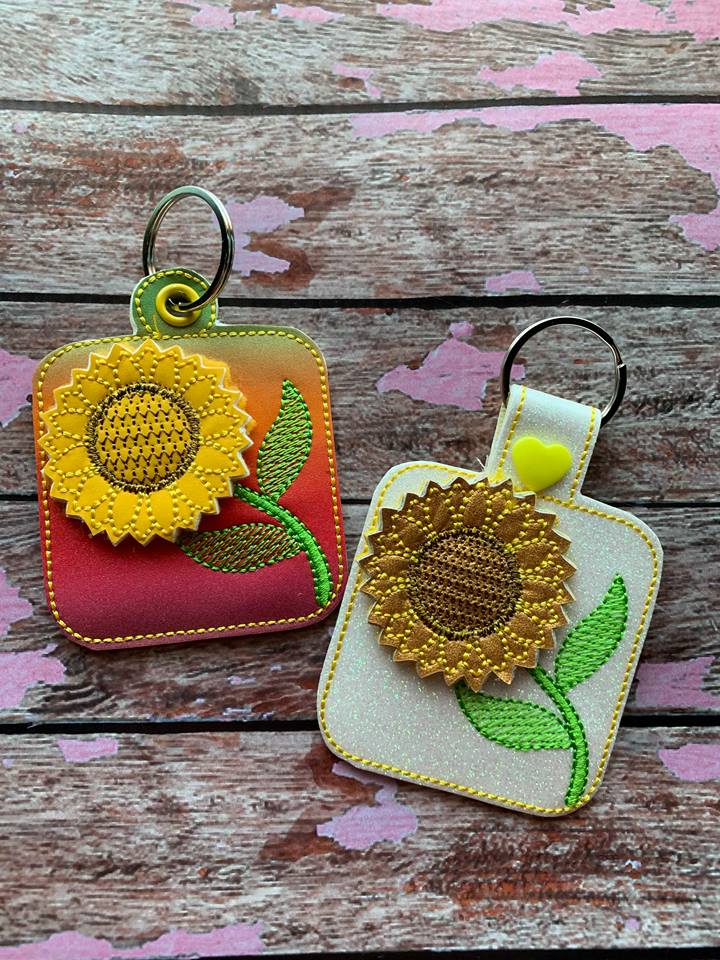 3D Sunflower Fobs- 4x4 and 5x7 grouped- Embroidery Design - DIGITAL Embroidery DESIGN