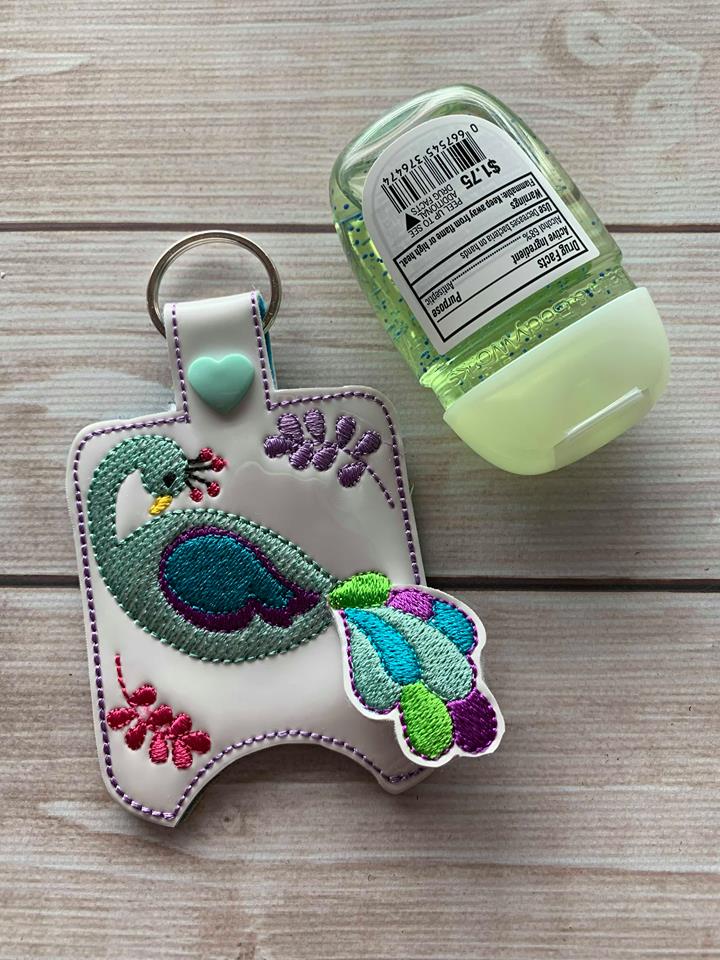 3D Peacock Sanitizer Holders 4x4 and 5x7 included- Embroidery Design - DIGITAL Embroidery DESIGN