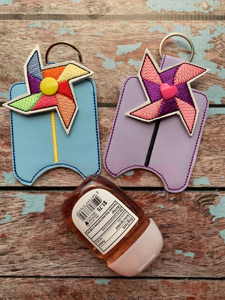 3D Pinwheel Sanitizer Holders 4x4 and 5x7 included- DIGITAL Embroidery DESIGN