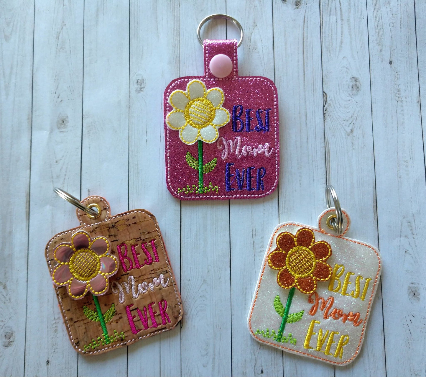 3D Best Mom Ever Fobs- 4x4 and 5x7 grouped- DIGITAL Embroidery DESIGN