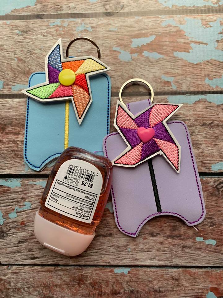 3D Pinwheel Sanitizer Holders 4x4 and 5x7 included- DIGITAL Embroidery DESIGN