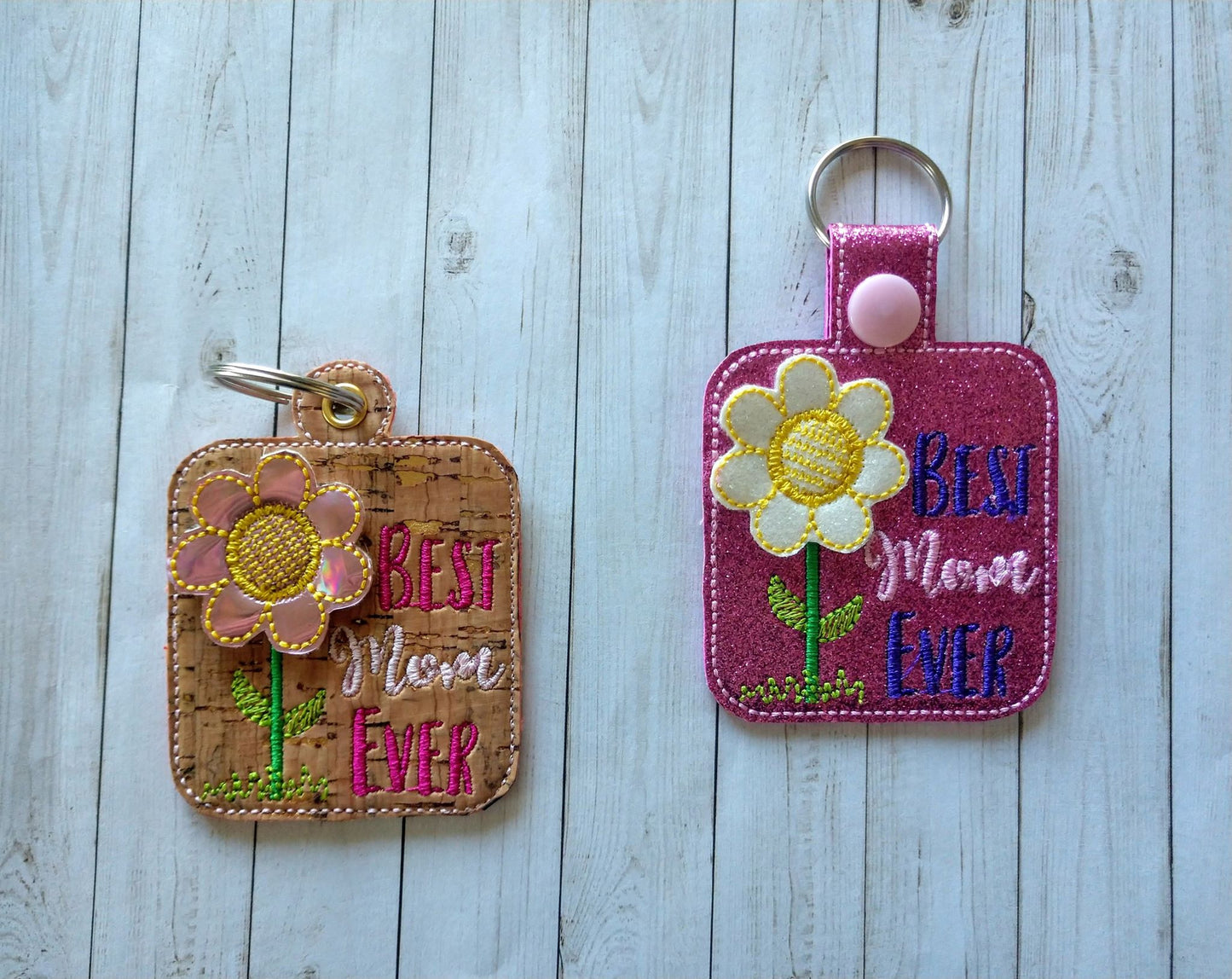 3D Best Mom Ever Fobs- 4x4 and 5x7 grouped- DIGITAL Embroidery DESIGN