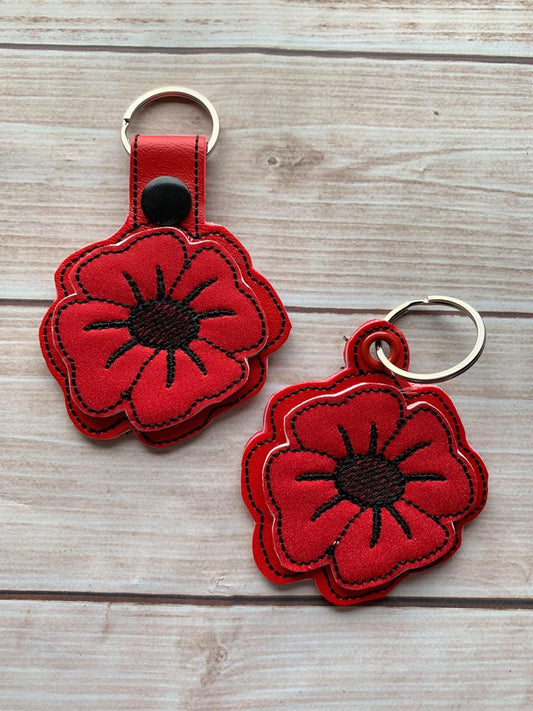 3D Poppy Flower Fobs- 4x4 and 5x7 grouped- DIGITAL Embroidery DESIGN