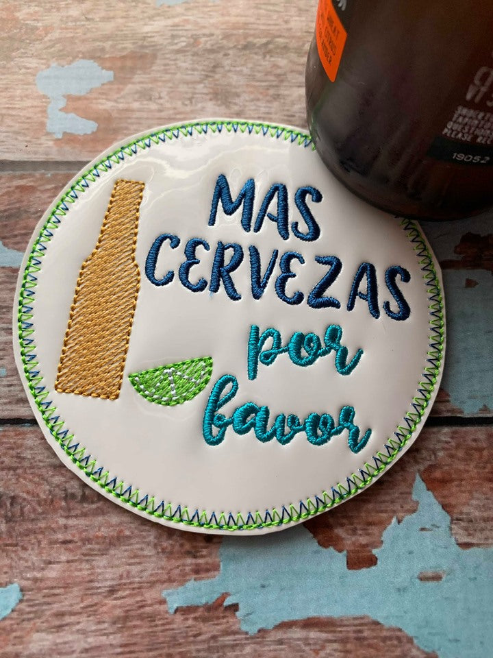 Mas Cervezas Por Favor Coaster 4x4 - DIGITAL Embroidery DESIGN