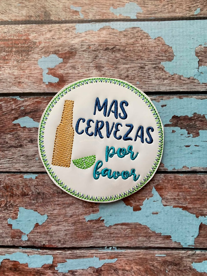 Mas Cervezas Por Favor Coaster 4x4 - DIGITAL Embroidery DESIGN
