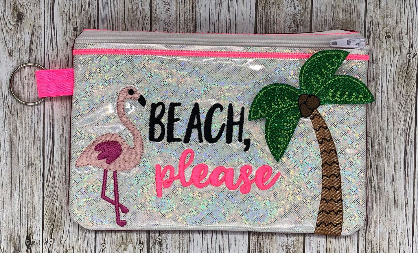 3D Beach, Please Zipper Bag 4x4, 5x7 and 6x10 - Digital Embroidery Design