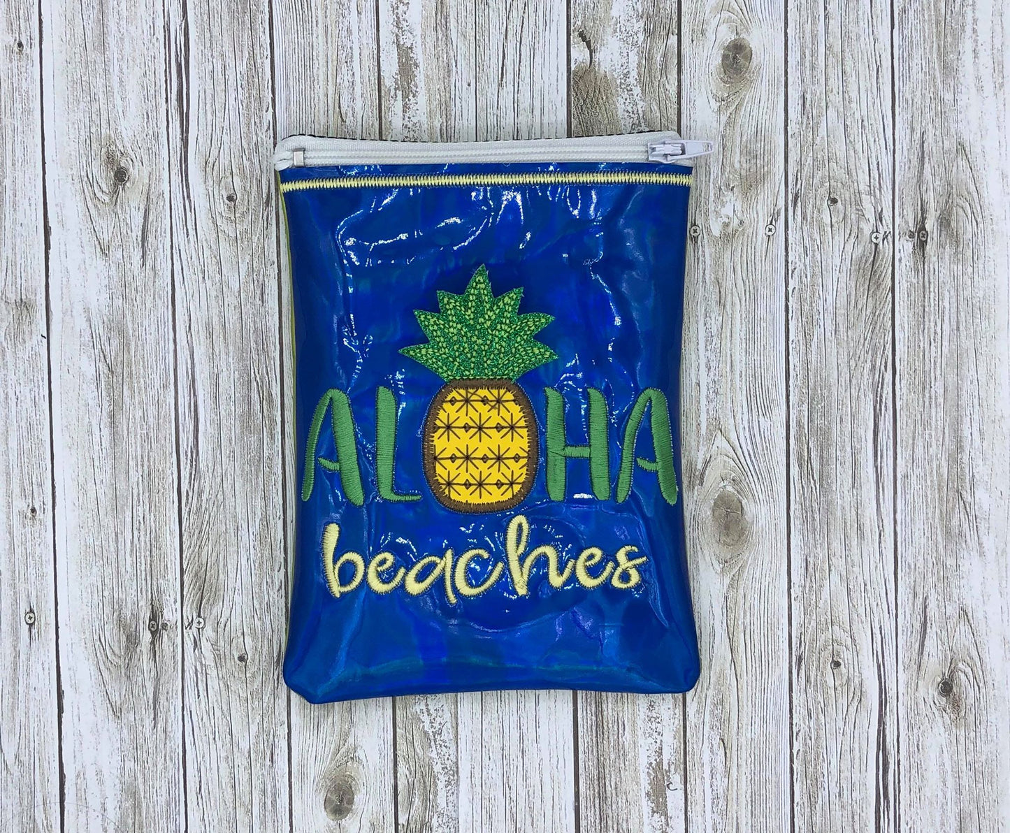 3D Aloha Beaches Zipper Bag 4x4, 5x7 and 6x10 - Digital Embroidery Design