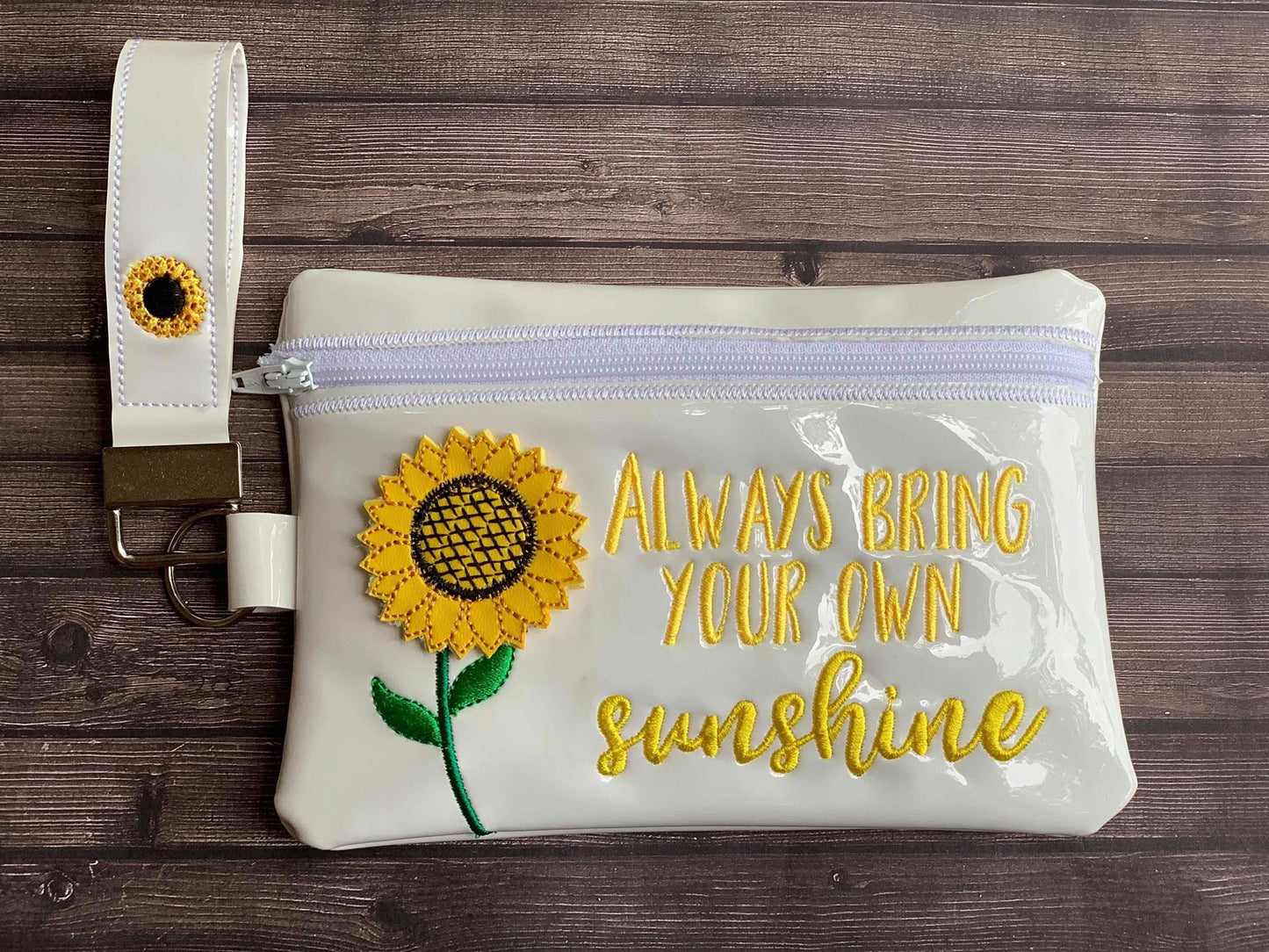 3D Always Bring Your Own Sunshine Sunflower Zipper Bag & Wristlet 5x7 and 6x10 - Digital Embroidery Design