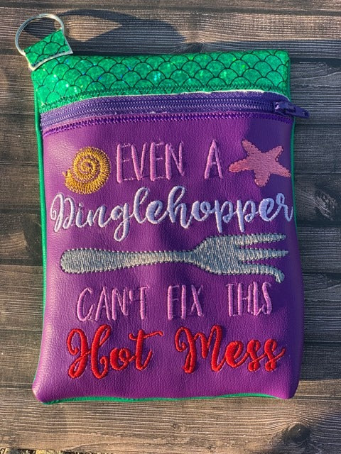 ITH - Even A Dinglehopper Can't Fix this Hot Mess Zipper Bag 5x7 & 6x10 - Digital Embroidery Design