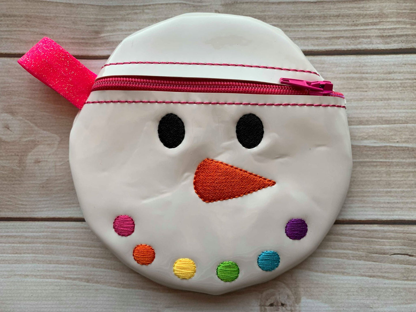 Snowman Face Zipper Bag - 3 sizes - Digital Embroidery Design