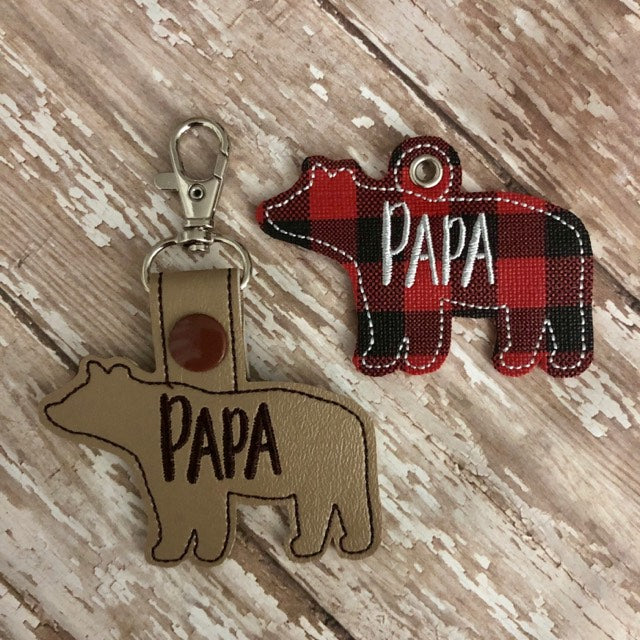 Papa Bear Fobs - DIGITAL Embroidery DESIGN