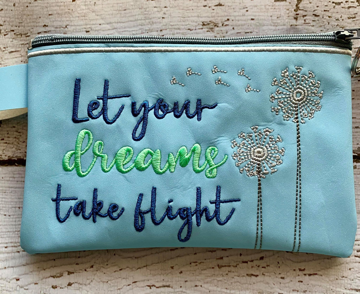 Let You Dreams Take Flight Zipper Bag & Wristlet 4x4, 5x7 and 6x10 - Digital Embroidery Design