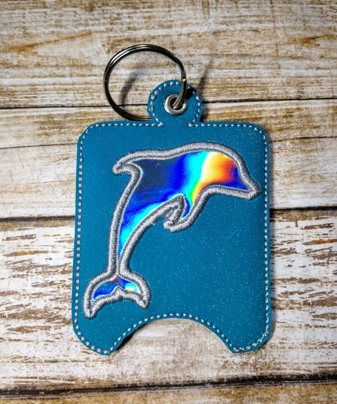 Dolphin Applique Sanitizer Holder - DIGITAL Embroidery DESIGN