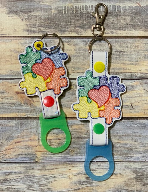 Autism Puzzle Heart Water Bottle Holders - DIGITAL Embroidery DESIGN