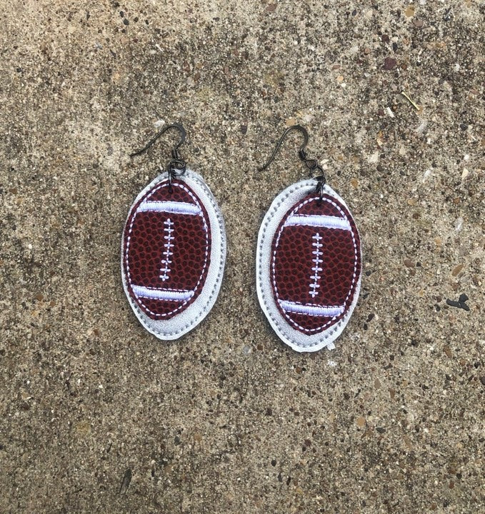 Football Layered Earrings - 3 sizes - Digital Embroidery Design