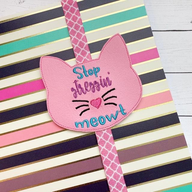 Stop Stressin' Meowt Book Band - Digital Embroidery Design
