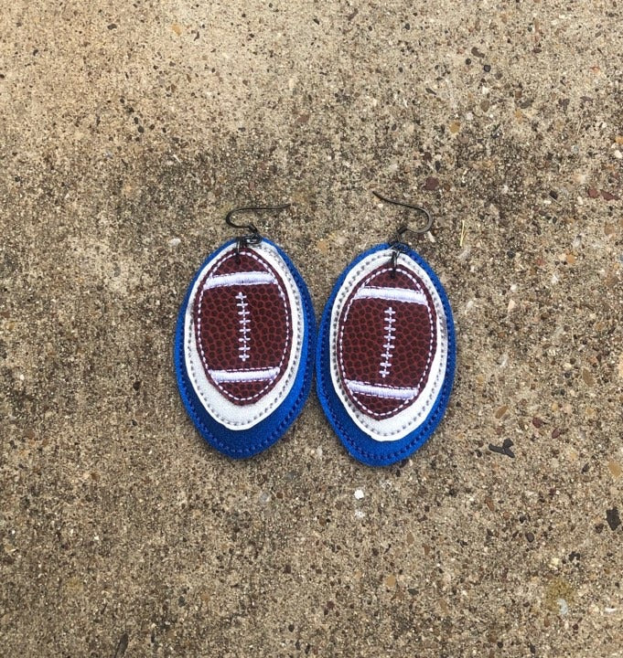 Football Layered Earrings - 3 sizes - Digital Embroidery Design
