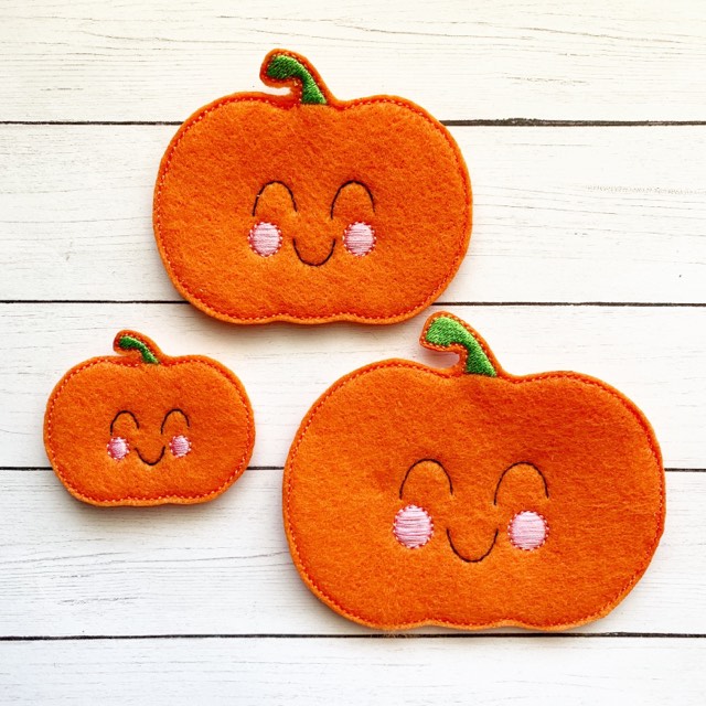 Happy Pumpkin Felties - 3 sizes- Digital Embroidery Design
