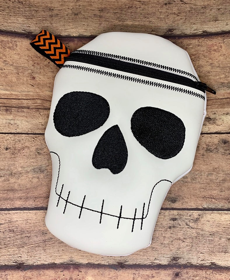 Skull Zipper Bag - 4 sizes - Digital Embroidery Design