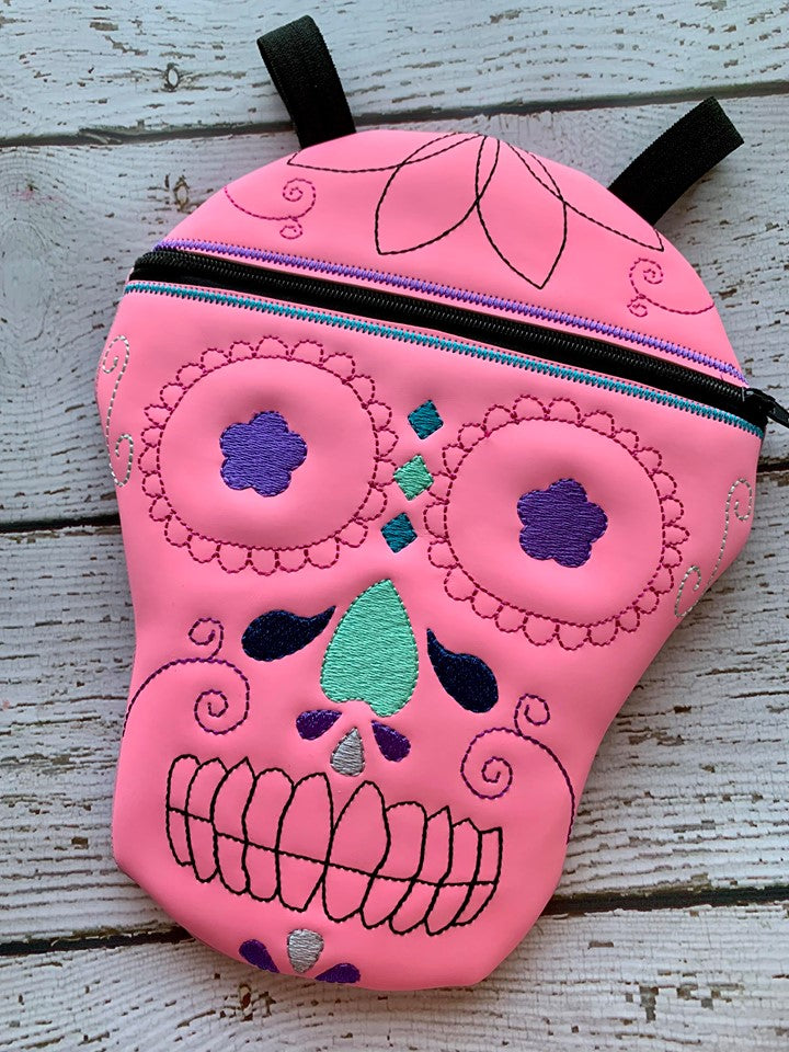 Sugar Skull Zipper Bag - 3 sizes - Digital Embroidery Design