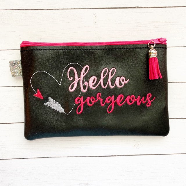 Hello Gorgeous Zipper Bag - 2 sizes - Digital Embroidery Design