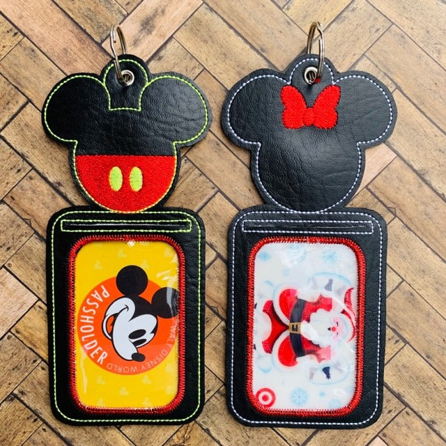 Mister & Miss Mouse ID Holder 5x7 only - Digital Embroidery Design