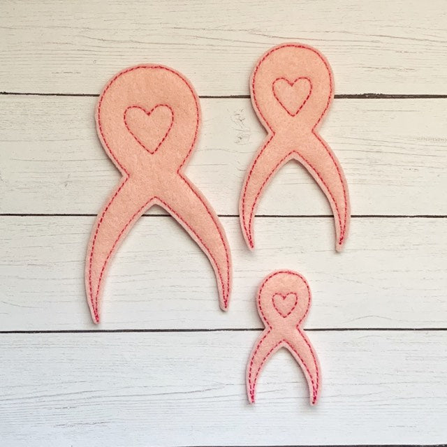 Heart awareness ribbon Felties - 3 sizes- Digital Embroidery Design