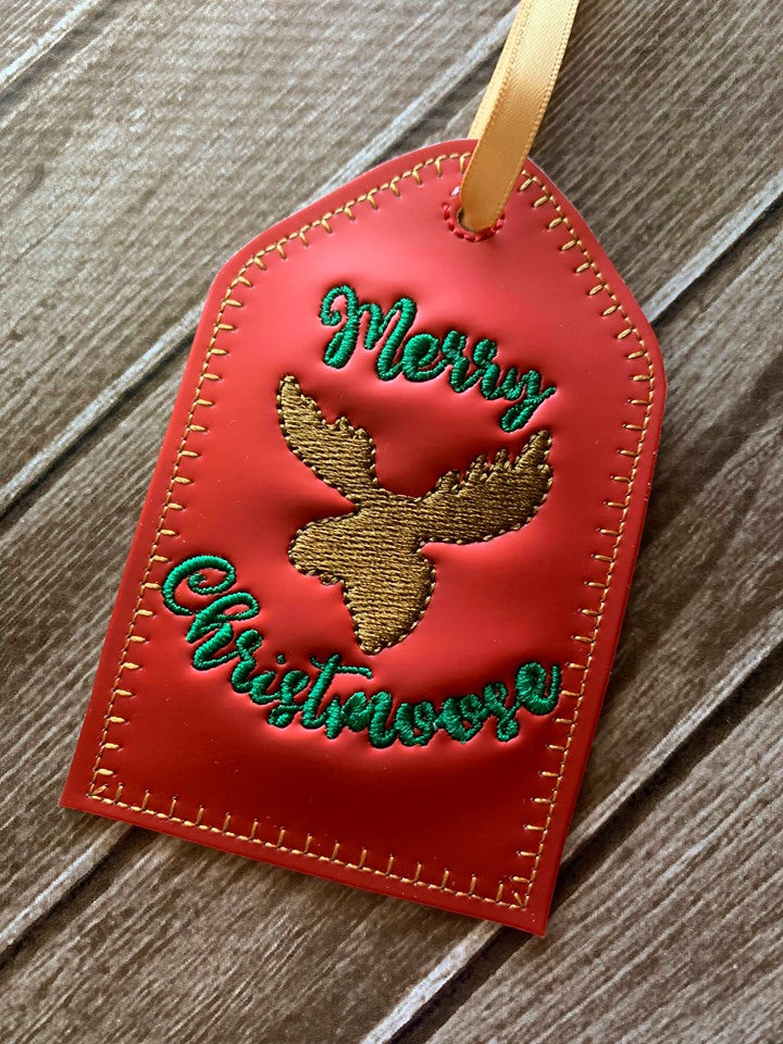 Merry Christmoose Gift Tag Feltie - Digital Embroidery Design