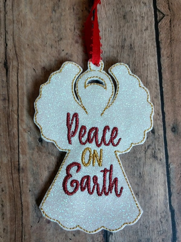 Peace on Earth Angel Ornament - Digital Embroidery Design