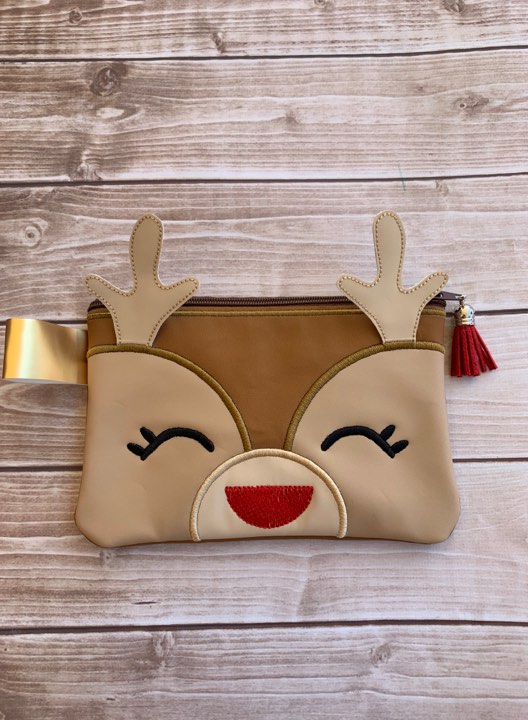 3D Girl Reindeer Zipper Bag - 3 Sizes - Digital Embroidery Design