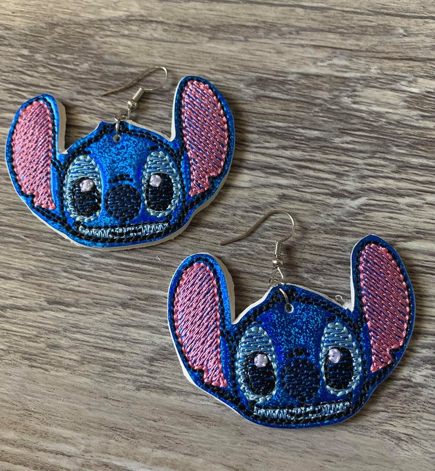 Blue Alien Earrings - Digital Embroidery Design