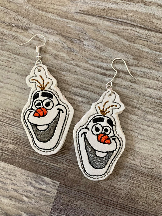 Funny Snowman Earrings - 4x4 and 5x7 Grouped- Digital Embroidery Design