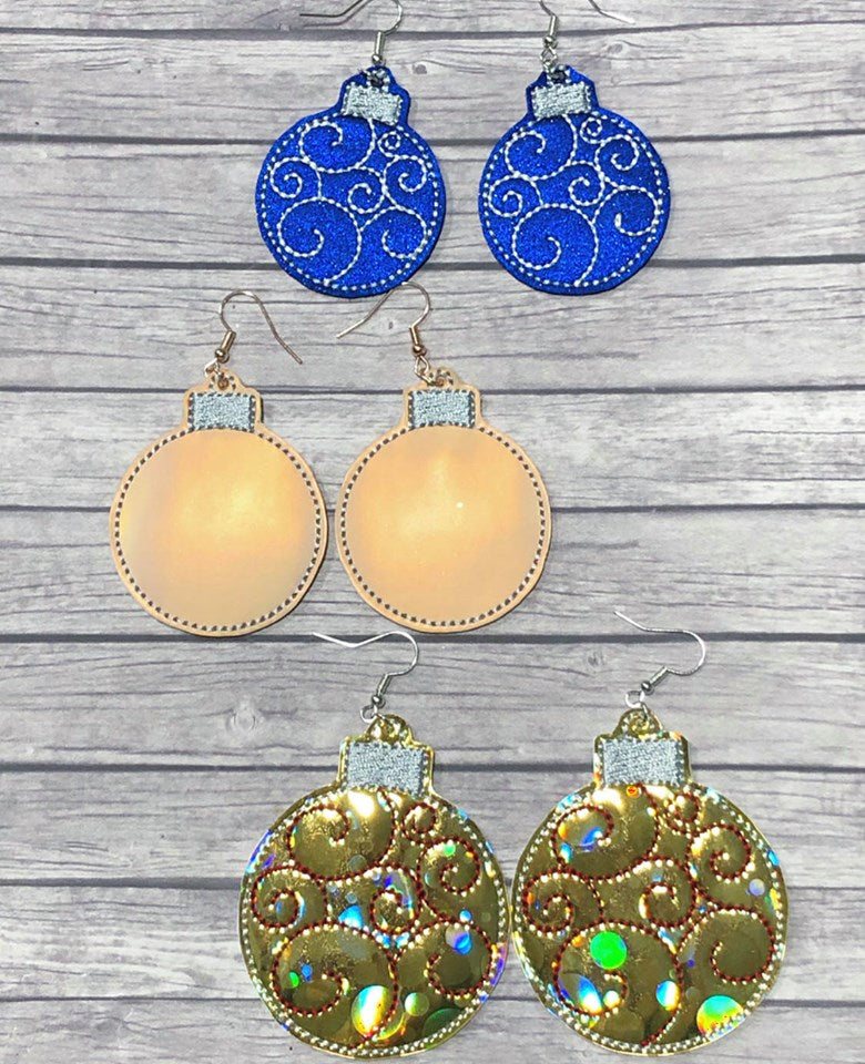 Swirly Ornament Earrings - 3 sizes - Digital Embroidery Design